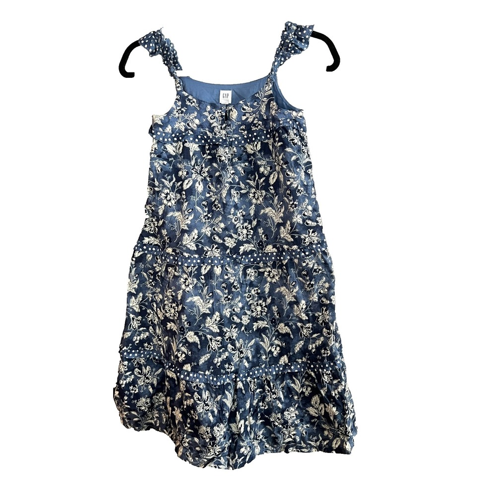 GAP Kids Blue and White Sundress Sleeveless Cottagecore Size Medium - Picture 1 of 12